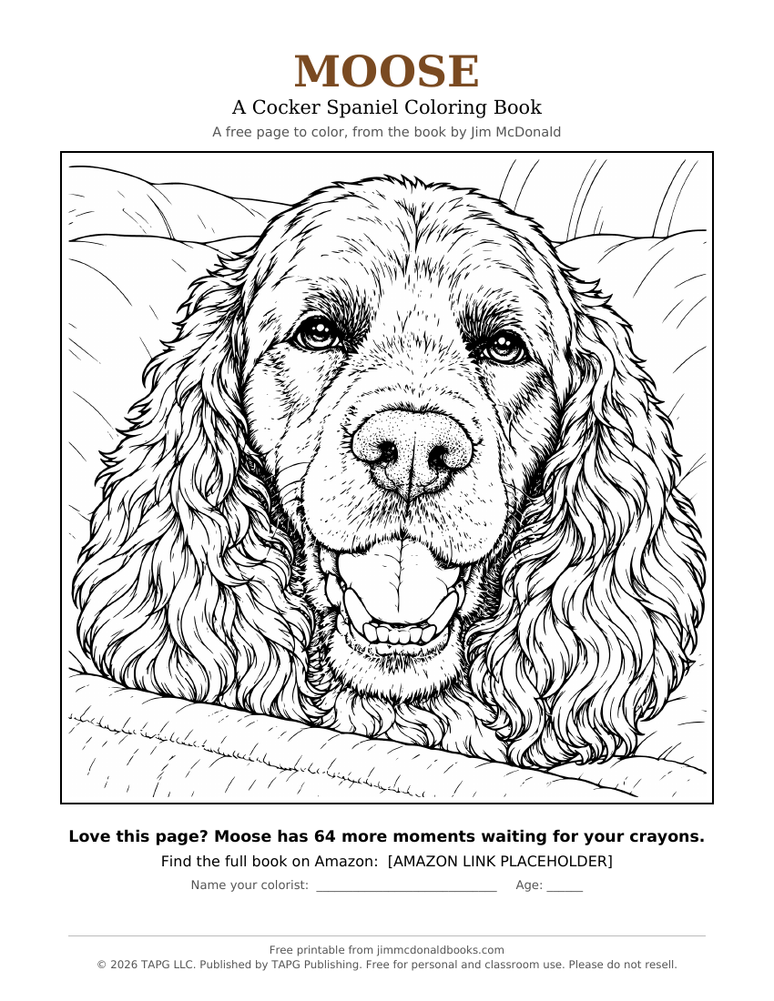 Free printable Moose coloring page preview